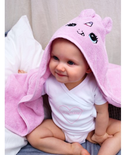 Полотенце детское текстильное для девочек розовый