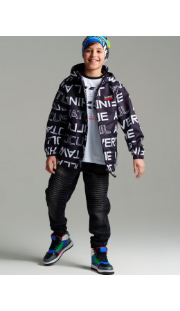 Куртка текстильная с полиуретановым покрытием для мальчиков (ветровка) черный,белый