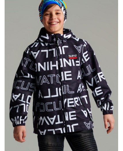 Куртка текстильная с полиуретановым покрытием для мальчиков (ветровка) черный,белый