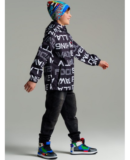 Куртка текстильная с полиуретановым покрытием для мальчиков (ветровка) черный,белый