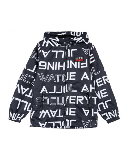 Куртка текстильная с полиуретановым покрытием для мальчиков (ветровка) черный,белый