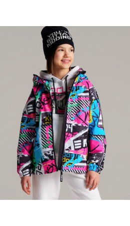 Куртка текстильная с полиуретановым покрытием для девочек (ветровка) разноцветный