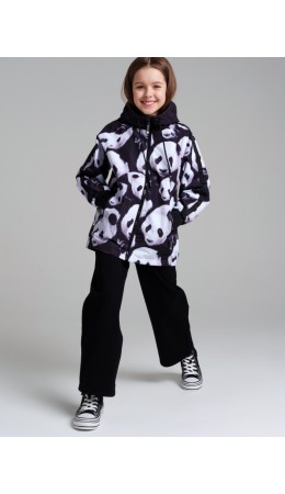 Куртка текстильная с полиуретановым покрытием для девочек (ветровка) черный,белый