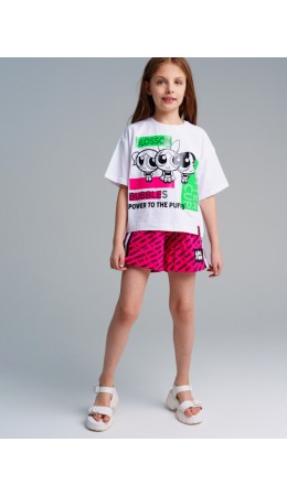 Фуфайка трикотажная для девочек (футболка) разноцветный,белый