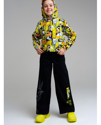 Брюки текстильные джинсовые для девочек черный