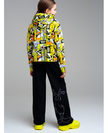 Брюки текстильные джинсовые для девочек черный