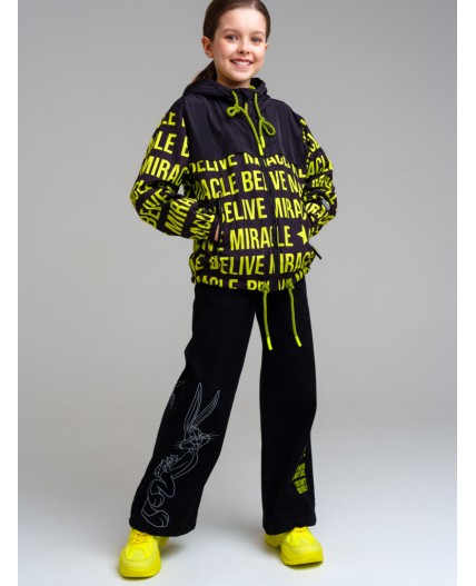 Брюки текстильные джинсовые для девочек черный