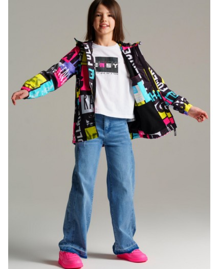 Брюки текстильные джинсовые для девочек синий