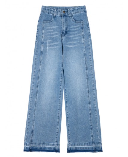 Брюки текстильные джинсовые для девочек синий