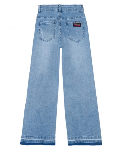 Брюки текстильные джинсовые для девочек синий