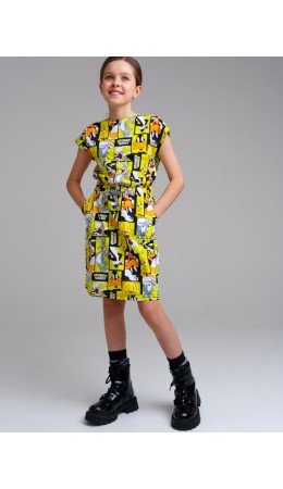 Платье трикотажное для девочек разноцветный