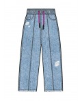 Брюки текстильные джинсовые для девочек голубой