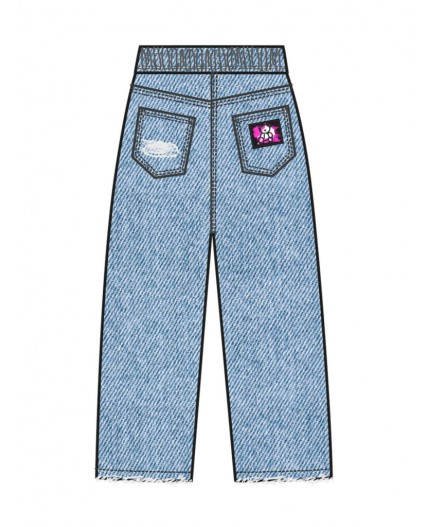 Брюки текстильные джинсовые для девочек голубой