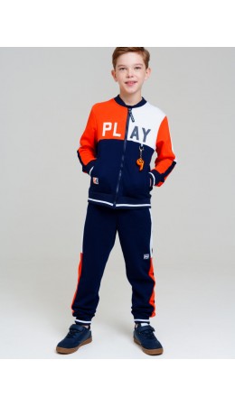 Толстовка трикотажная для мальчиков тёмно-синий,оранжевый,белый