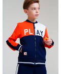 Толстовка трикотажная для мальчиков тёмно-синий,оранжевый,белый