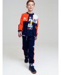 Толстовка трикотажная для мальчиков тёмно-синий,оранжевый,белый