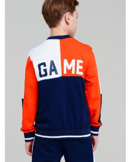 Толстовка трикотажная для мальчиков тёмно-синий,оранжевый,белый