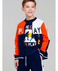 Толстовка трикотажная для мальчиков тёмно-синий,оранжевый,белый