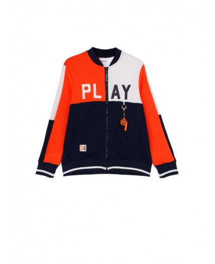 Толстовка трикотажная для мальчиков тёмно-синий,оранжевый,белый