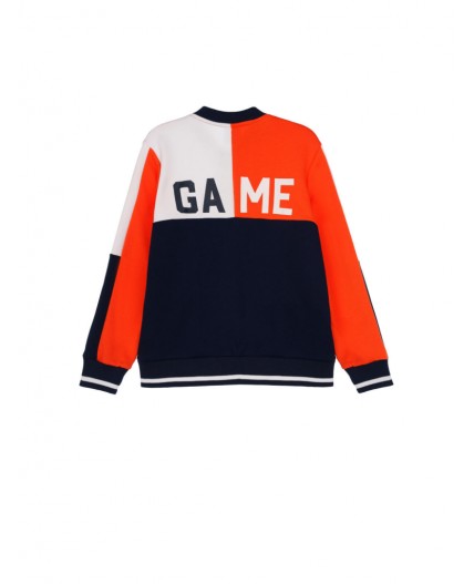 Толстовка трикотажная для мальчиков тёмно-синий,оранжевый,белый