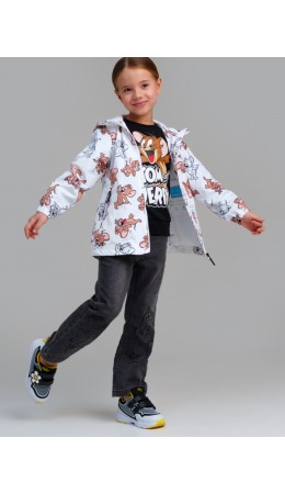 Куртка текстильная с полиуретановым покрытием для девочек (ветровка) белый,коричневый