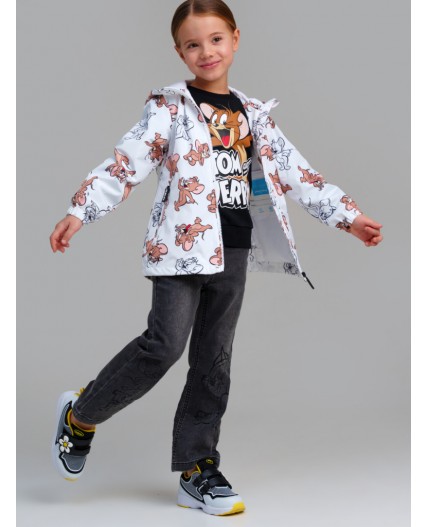 Куртка текстильная с полиуретановым покрытием для девочек (ветровка) белый,коричневый