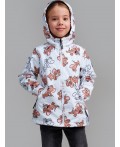 Куртка текстильная с полиуретановым покрытием для девочек (ветровка) белый,коричневый