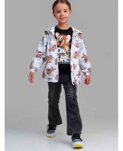 Куртка текстильная с полиуретановым покрытием для девочек (ветровка) белый,коричневый