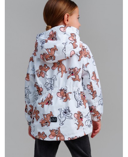 Куртка текстильная с полиуретановым покрытием для девочек (ветровка) белый,коричневый