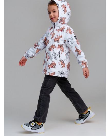 Куртка текстильная с полиуретановым покрытием для девочек (ветровка) белый,коричневый