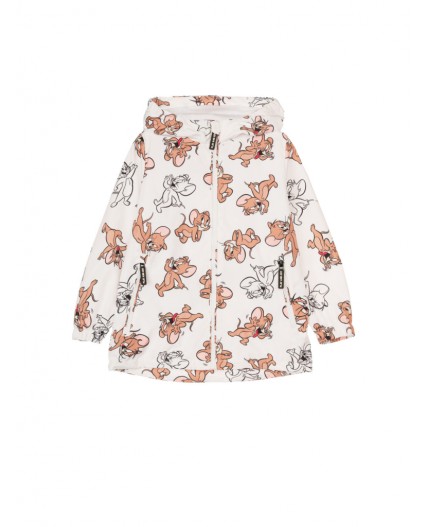 Куртка текстильная с полиуретановым покрытием для девочек (ветровка) белый,коричневый