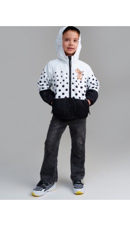 Куртка текстильная с полиуретановым покрытием для девочек (ветровка) белый,черный