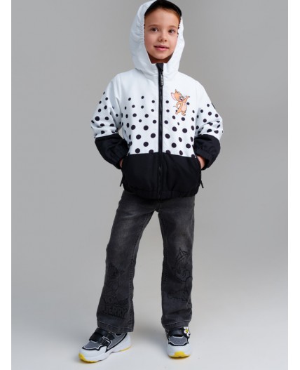 Куртка текстильная с полиуретановым покрытием для девочек (ветровка) белый,черный