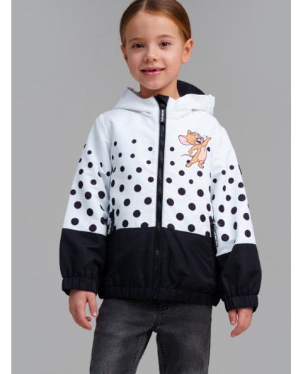 Куртка текстильная с полиуретановым покрытием для девочек (ветровка) белый,черный