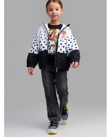 Куртка текстильная с полиуретановым покрытием для девочек (ветровка) белый,черный