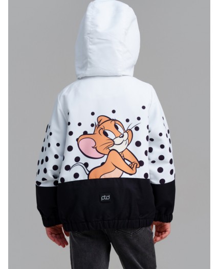 Куртка текстильная с полиуретановым покрытием для девочек (ветровка) белый,черный