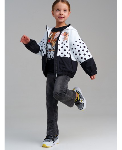 Куртка текстильная с полиуретановым покрытием для девочек (ветровка) белый,черный