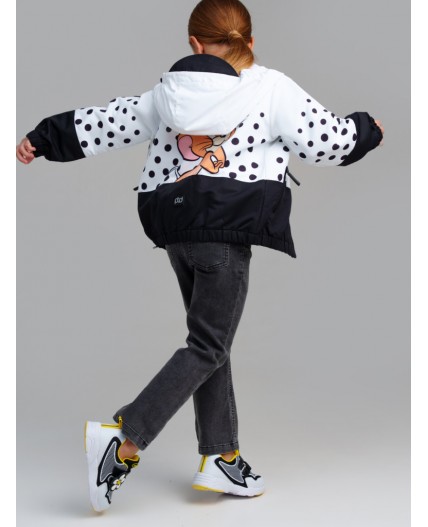 Куртка текстильная с полиуретановым покрытием для девочек (ветровка) белый,черный