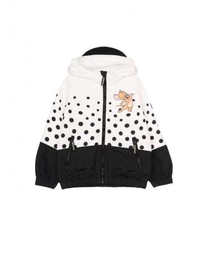 Куртка текстильная с полиуретановым покрытием для девочек (ветровка) белый,черный