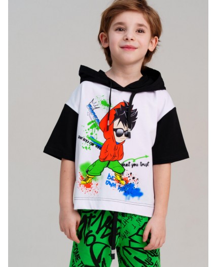 Фуфайка трикотажная для мальчиков (футболка) белый