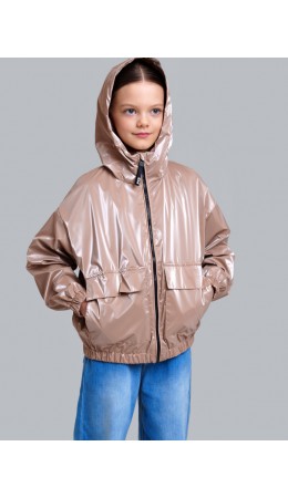 Куртка текстильная с полиуретановым покрытием для девочек (ветровка) золотой