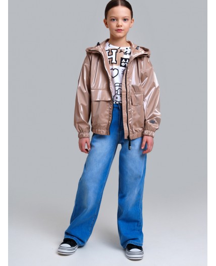 Куртка текстильная с полиуретановым покрытием для девочек (ветровка) золотой