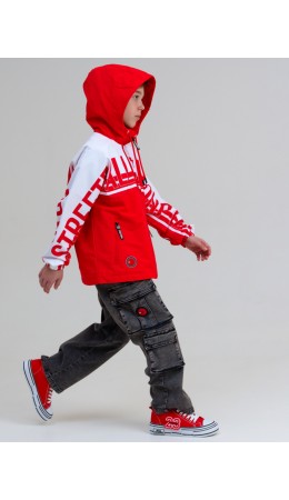 Куртка текстильная с полиуретановым покрытием для мальчиков (ветровка) красный,белый