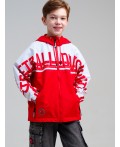 Куртка текстильная с полиуретановым покрытием для мальчиков (ветровка) красный,белый