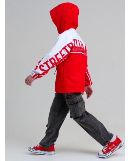 Куртка текстильная с полиуретановым покрытием для мальчиков (ветровка) красный,белый