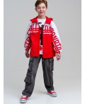 Куртка текстильная с полиуретановым покрытием для мальчиков (ветровка) красный,белый