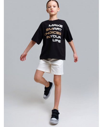 Фуфайка трикотажная для девочек (футболка) черный