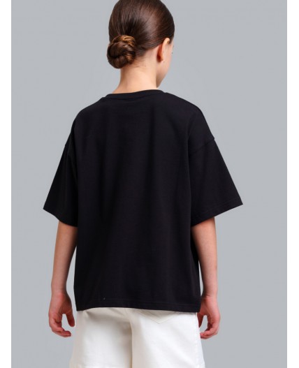 Фуфайка трикотажная для девочек (футболка) черный