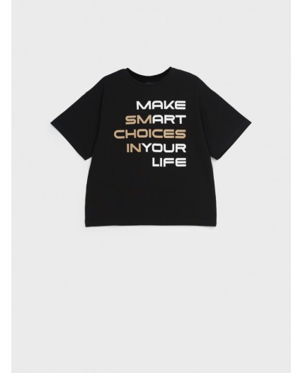 Фуфайка трикотажная для девочек (футболка) черный