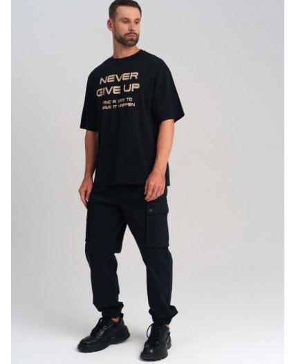 Фуфайка трикотажная для мужчин (футболка) черный,бежевый